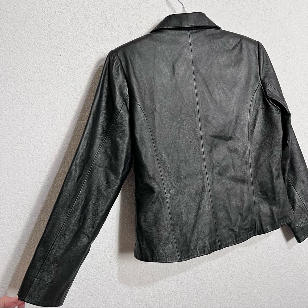Vintage Bagatelle Black Kid Leather Button Front Lined Biker Moto Jacket 6 - Picture 9 of 13